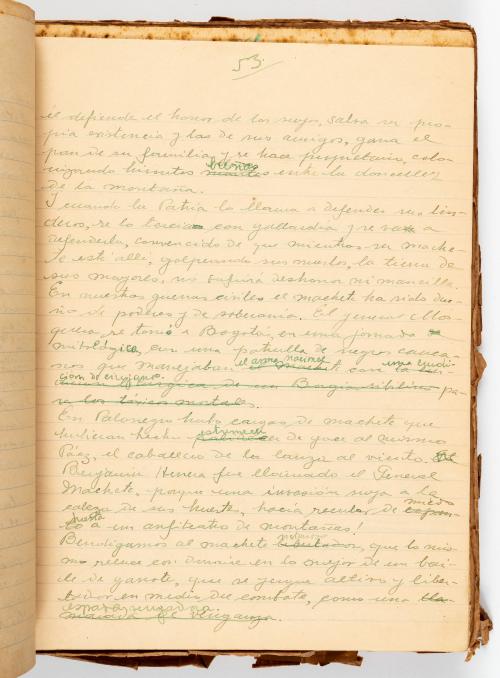 Arias Trujillo, Eduardo : Manuscrito original del texto Risaralda, novela de negredumbre y de vaquería 