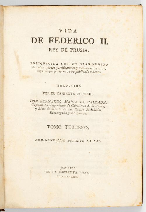 Calzada, Bernardo María de : Vida de Federico II. Rey de P