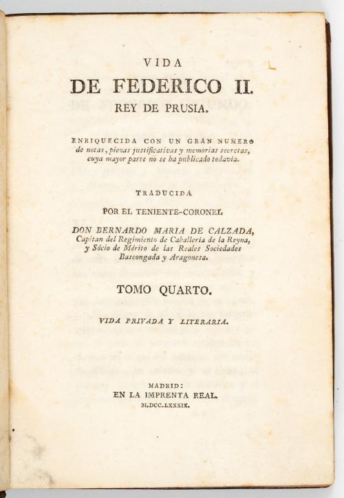 Calzada, Bernardo María de : Vida de Federico II. Rey de P