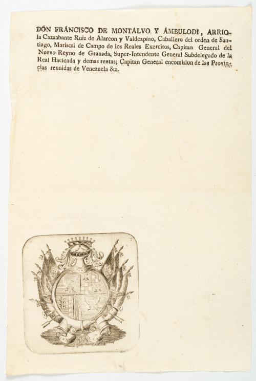 Papel timbrado y membretado de Don Francisco de Montalvo y 