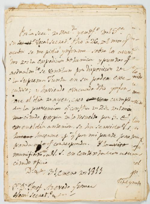 Acevedo y Gómez, José : Borrador del Informe de la expedici