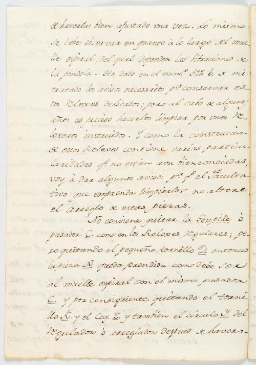 Gálvez, Juan : Manuscrito sobre el envío de instrumentos, l