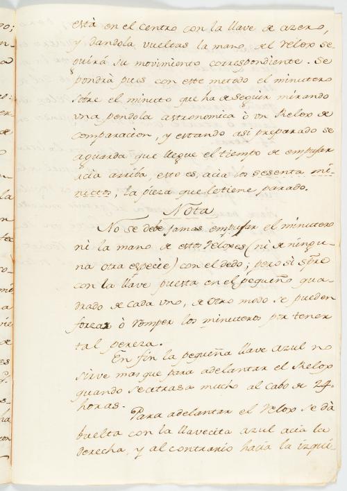 Gálvez, Juan : Manuscrito sobre el envío de instrumentos, l