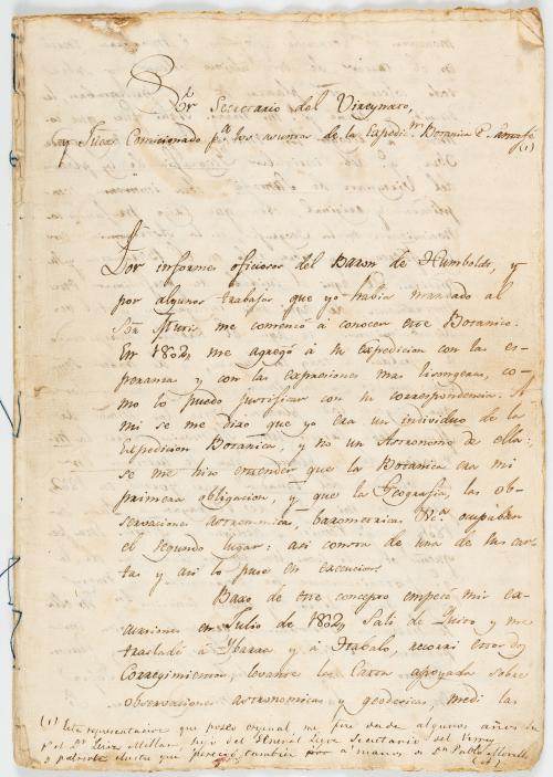 Caldas, Francisco José de  : Manuscrito original del memori