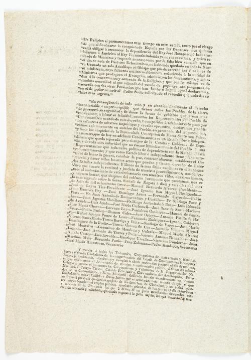 Nariño, Antonio : Acta de independencia de Cundinamarca