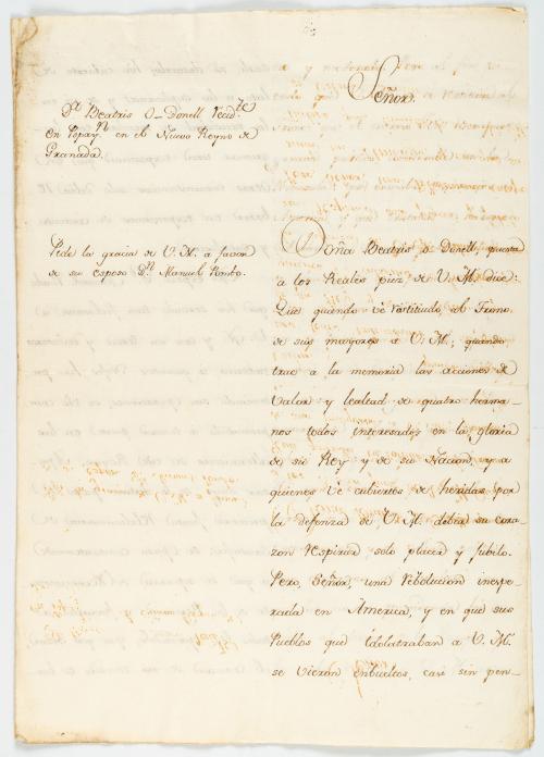 O&#39;Donnell, Beatriz : Carta de Beatriz O&#39;Donnell, esposa de 