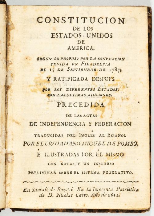 Pombo, Miguel de (trad) : [USA] Constitución de los Estados