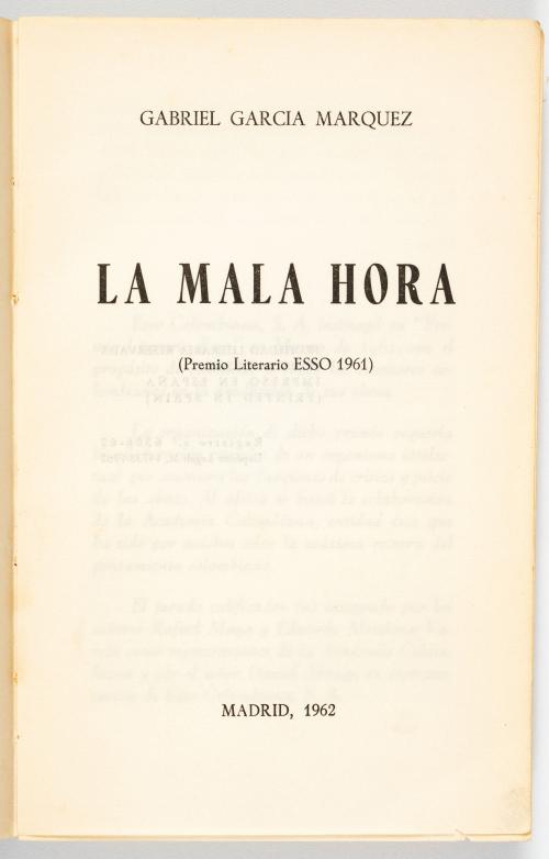 García Márquez, Gabriel : La mala hora, 1era edición