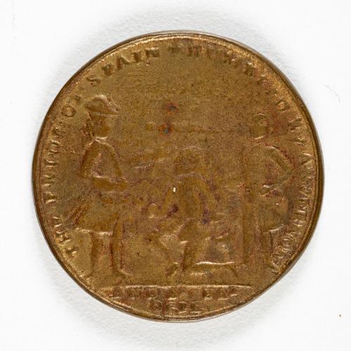 Moneda Vernon en Cartagena con Blas de Lezo de rodillas