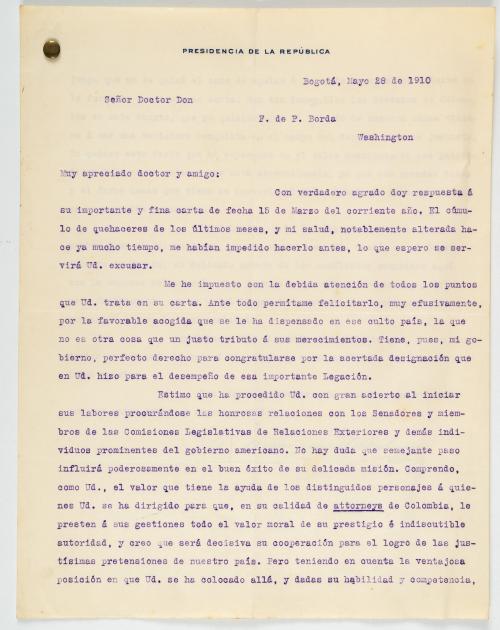 Archivo diplomático de Francisco de Paula Borda durante su 