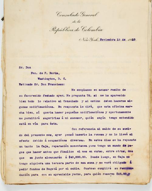 Archivo diplomático de Francisco de Paula Borda durante su 