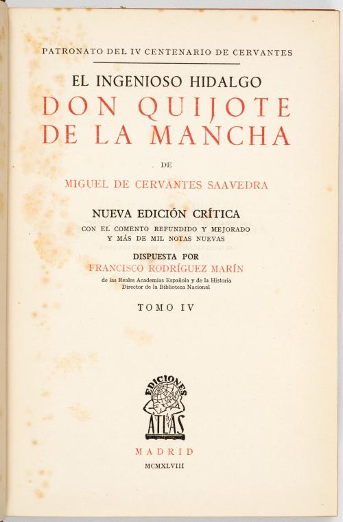 Rodríguez Marín, Francisco : El ingenioso hidalgo Don Quijo