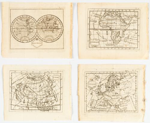 Seis mapas originales del mundo grabados en cobre, siglo XV