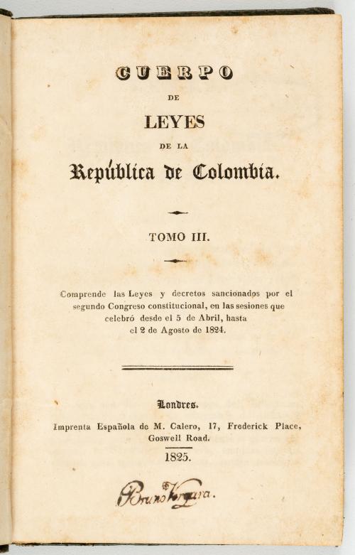 Cuerpo de leyes de la República de Colombia, publicada en L