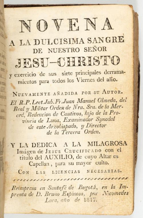 Novenas bogotanas, 1817-1827