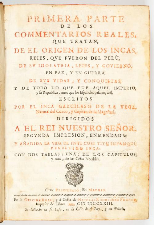 Vega, Inca Garcilaso de la : [Perú] Historia General del Pe