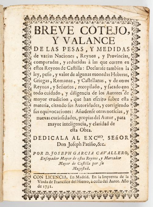 García Cavallero, Joseph : Breve cotejo y valance de las pe