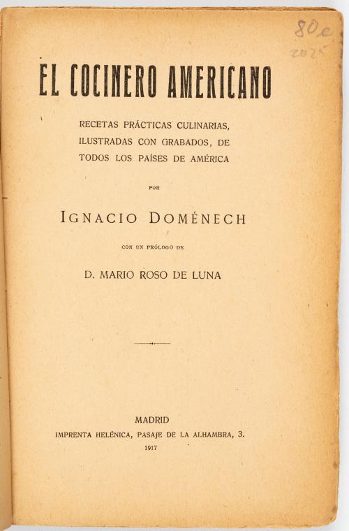 Domenech, Ignacio : El cocinero americano. Recetas práctica