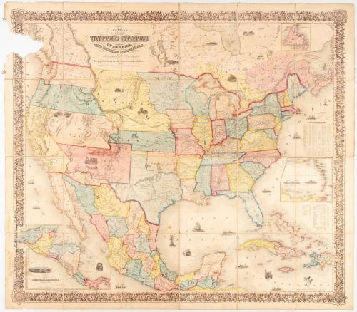  Hutchins Colton, Joseph : Colton&#39;s Map of the United State