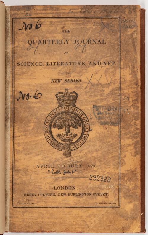 The quarterly journal of science literature and art. April