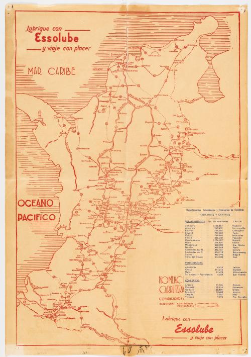 Essolube : Mapa de Colombia con carreteras nacionales