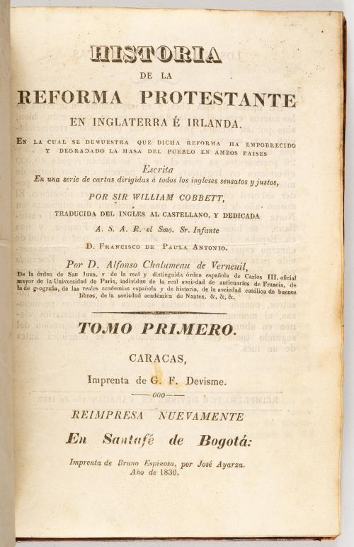 Cobbett, William : Historia de la reforma protestante en In