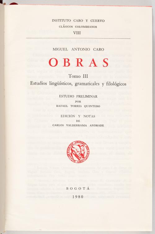 Colección de Obras. Clásicos colombianos I, II, IV, VI, VII