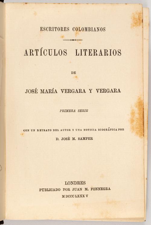 Vergara y Vergara, Jose Maria : Artículos Literarios