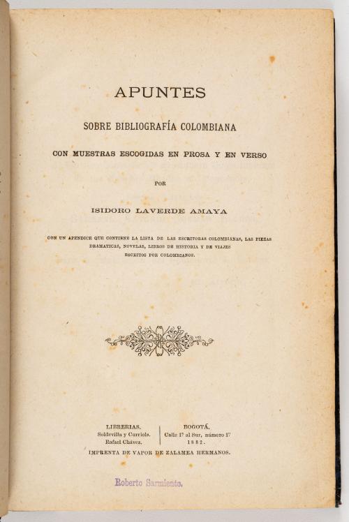 Laverde, Isidoro  : Apuntes sobre Bibliografía colombiana