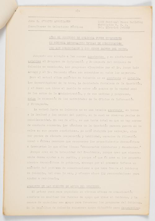 John T. O&#39;Brien Associates :  [Propagando Rojas Pinillas] A