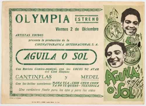 Pieza publicitaria de Cantinflas y Medel. Águilas o Sol