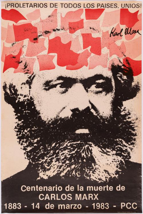 Carteles sobre Karl Marx y Vladimir Lenin