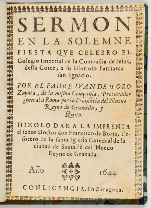 Toro Zapata, Juan de : [Antioquia] Sermón en la solemne fie