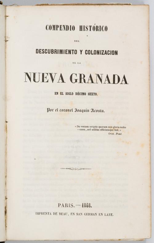 Acosta, Joaquín : Compendio histórico del descubrimiento y 