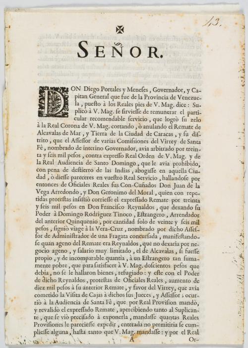 Portales y Meneses, Diego Francisco : Señor. Don Diego Port