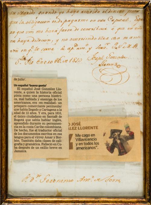 Carta firmada por José González Llorente sobre el pago de d