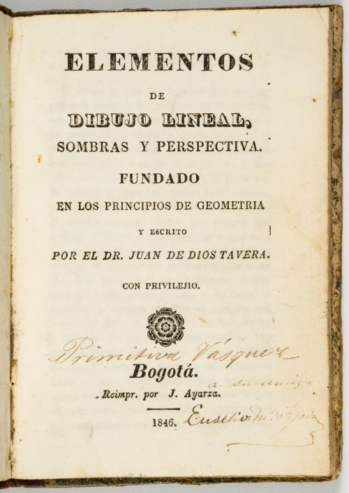 Tavera, Juan de Dios : Elementos de dibujos lineal, sombras