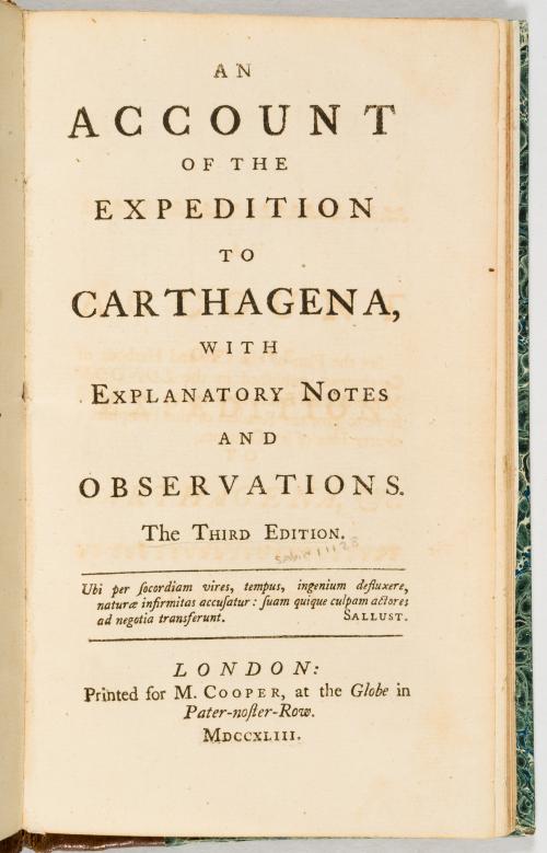  Knowles, Charles : [Cartagena - Vernon] An Account of the 