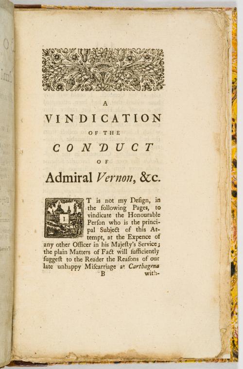 The Conduct of Admiral Vernon Examin'd and Vindicated to Wh