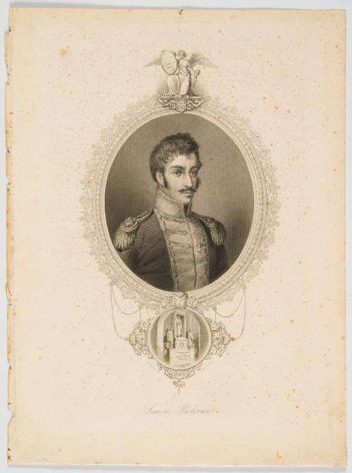 Grabado del retrato de Simón Bolívar