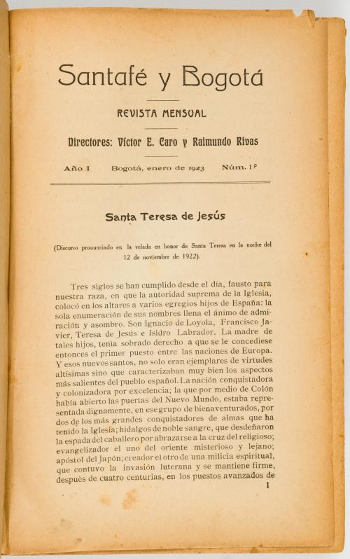 Caro, E. Victor; Rivas, Raimundo : Santa Fe y Bogotá. Revis