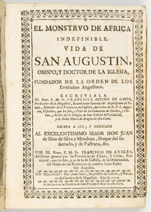 El monstruo de África indefinible.Vida de san Agustín, obi