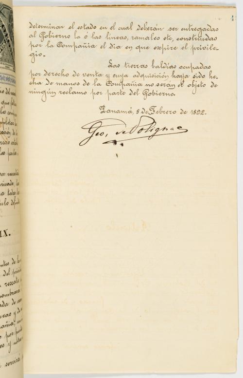 Contrato de concesión del Ferrocarril de Panamá a la fronte