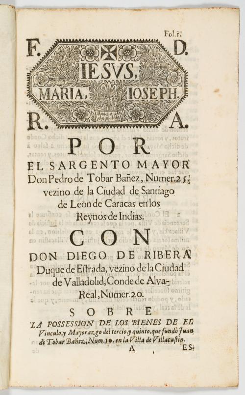 Tobar Báñez, Pedro : Por el Sargento Mayor Don Pedro de Tob