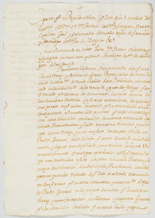 Gálvez, José de  : Manuscrito copia de carta del Rey escrit