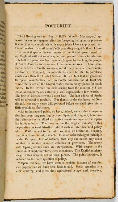 Brackenridge, Henry Marie : South America a Letter on the P
