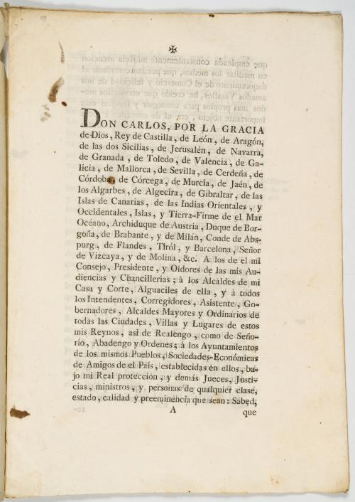 [Gálvez, José de] : [Indias] Real Cédula de S.M. y Señores 