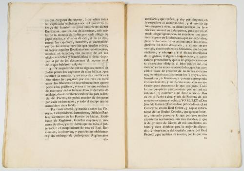 [Gálvez, José de] : [Indias] Real Cédula de S.M. y Señores 