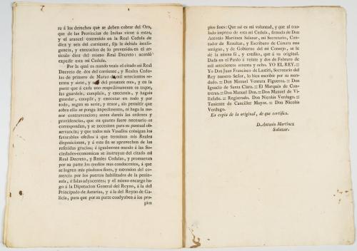 [Gálvez, José de] : [Indias] Real Cédula de S.M. y Señores 