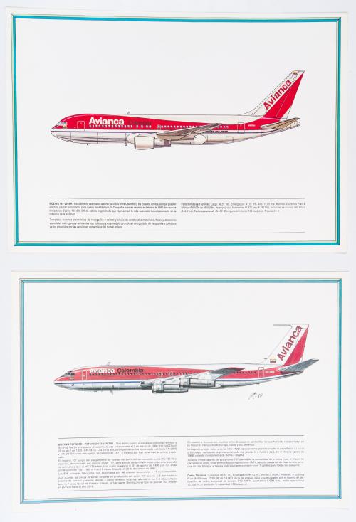 Colección de grabados de modelos de aviones y avionetas de 